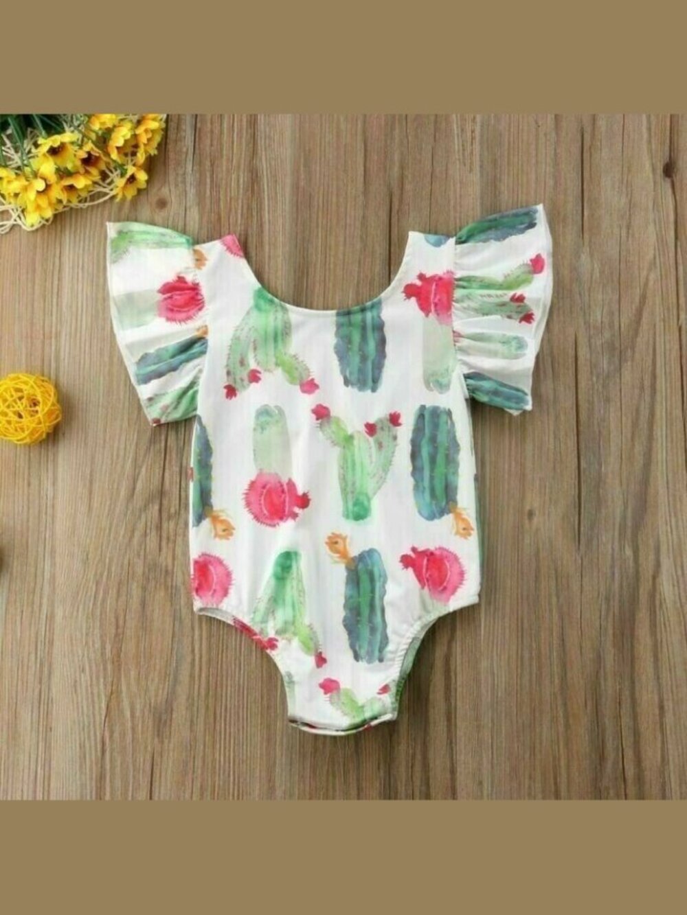 Toddler Baby Girl Cactus Floral Playsuit Romper Bodysuit Boho Watercolor 12-18M